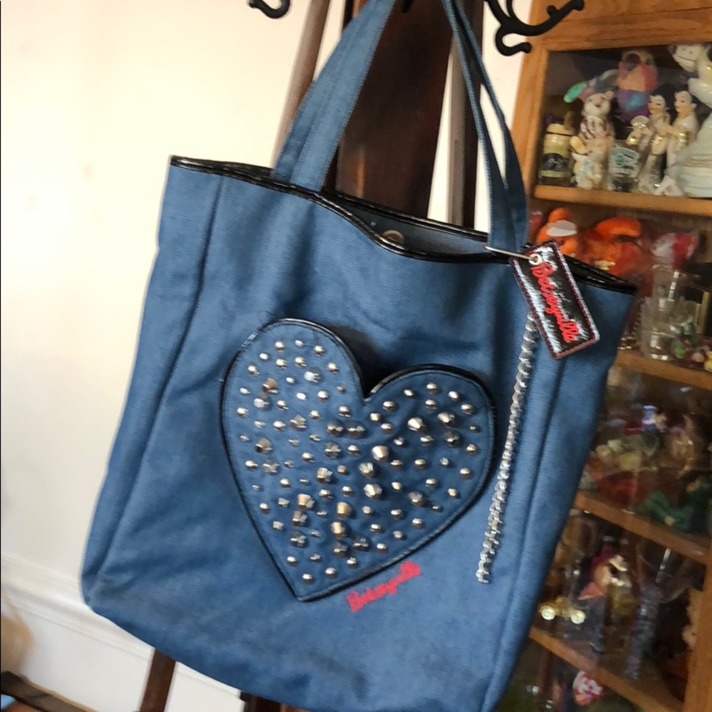 Betsy Johnson  tote denim w/ silver studs